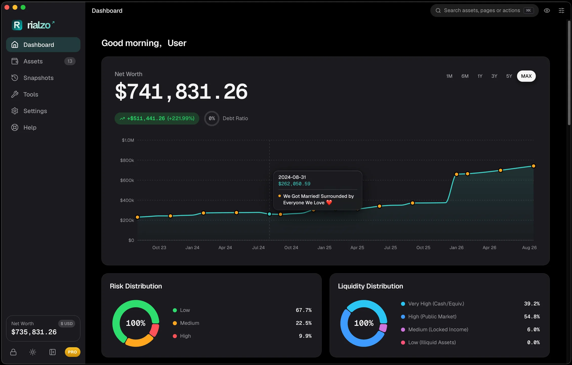 Rialzo Application Dashboard